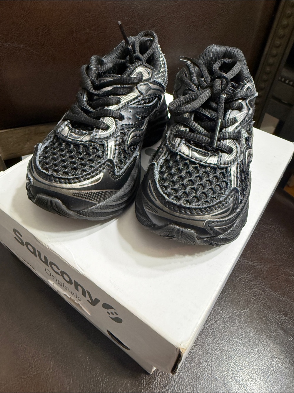 Saucony Kids Black and Silver Athletic Sneakers